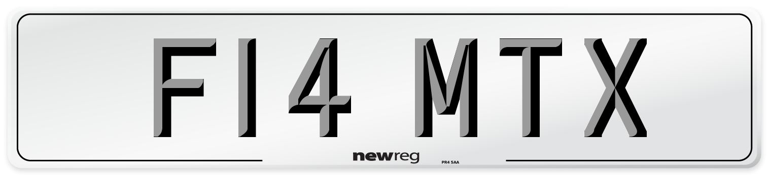 F14 MTX Number Plate from New Reg